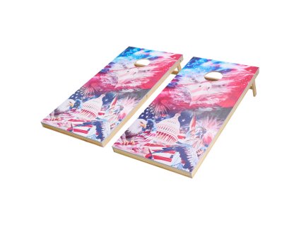 Súprava na cornhole 4×2 ft, z masívneho dreva, 8 vriec, prenosná taška
