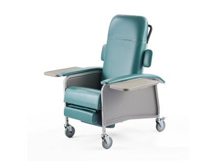 Geriatrické polohovacie kreslo 4 polohy Trendelenburg 4 kolesá 2 tácky