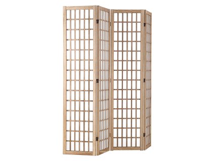 Paravan do miestnosti, 4 panely, japonský štýl, skladací, prírodný