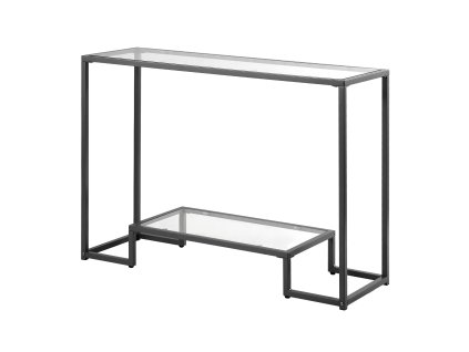 Konzolový stolík 2 police tvrdené sklo, kovové nohy, proti pádu
