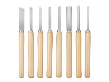 Súprava dlát na sústruh, 8 ks, čepele z uhlíkovej ocele, 2 šikmé