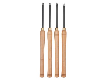 Sada nožov na sústruženie dreva 4 ks, karbidové vložky, drevené púzdro