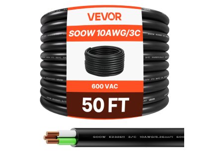 Predlžovací elektrický kábel 50 ft (15.24 m) 10awg (6 mm²) medený