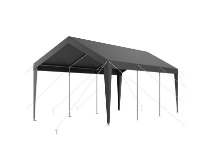 Prístrešok na auto 10×20 ft pozinkovaný prenosný sivý uv a vodeodolný