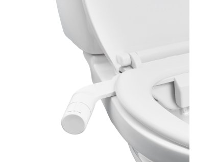 Bidetový nástavec na toaletu, neelektrický, dve trysky, nerez, biely