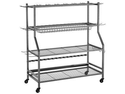 Stojan na rybárske prúty na 15 prútov, mobilný s kolieskami do garáže