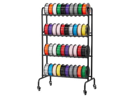 Regál na cievky filamentu 4-policový s kolieskami pre 3D tlač