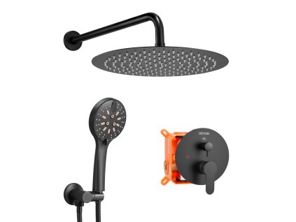 Kúpeľňová sprchová súprava 12-inch kruhová hlavica, ručná matná čierna