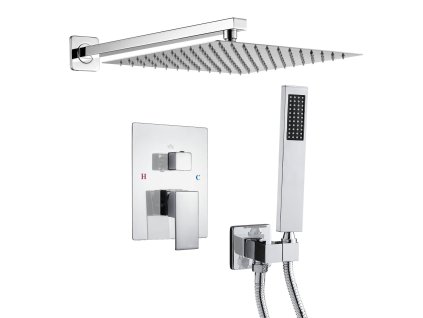 Sprchový set 30.5cm štvorcová hlavica, ručná sprcha, mosadz, chróm