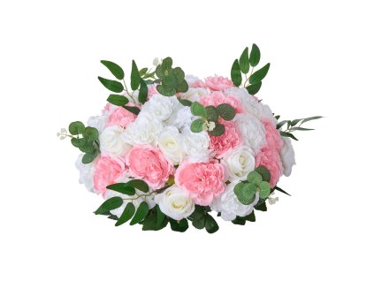 Umelé kvetinové gule 10 ks, priemer 450 mm, ružovo-biele ruže