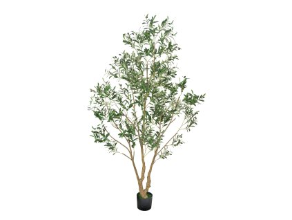 Umelý olivovník 240 cm, čierny kvetináč, drevený kmeň, listy a plody