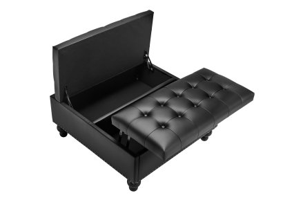 Štvorcový puf s úložným priestorom 88 cm, pu koža, výklopný vrch