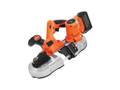 Prenosná pásová píla 20 V/AC 220 V, 360 W, 65×65 mm, 4,0 Ah na kov