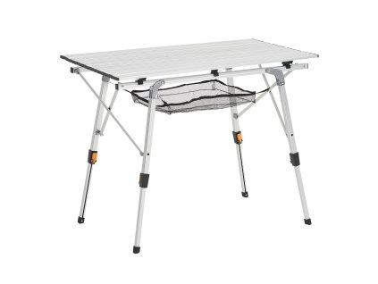 Skladací kempingový stôl z hliníka, nastaviteľná výška, sieťka
