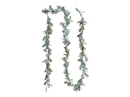 Vianočná girlanda 2750 mm s olivovými listami, bobuľami a svetlom