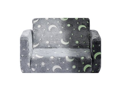 Detská rozkladacia pohovka 2v1 M s 28D penou, flanel, svietiaca sivá