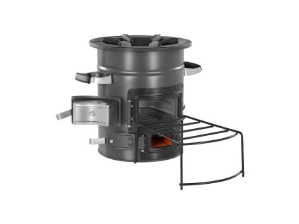 Prenosný raketový sporák na drevo, spcc oceľ, dvojité dvierka, s vakom