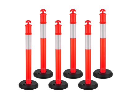 Sada 6 smerovníkov 1140 mm s plniteľným podstavcom a reflexmi červené