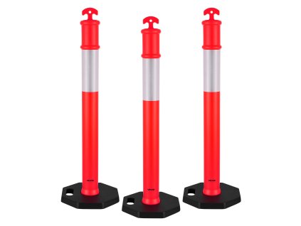 Označovacie kužele 3ks, 1140 mm, protizávažie, reflexné pásy, červené