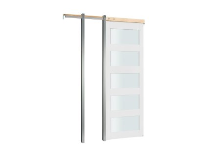 Zasúvacie dvere 765×2035 mm, 5-panelové matné, drevo/mdf, s kovaniami