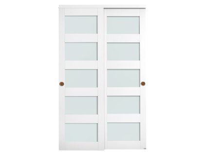 Posuvné dvere do skrine 1219 mm × 2032 mm, 5 polí matné sklo, MDF s PVC