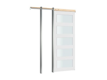 Zasúvacie dvere 915×2035 mm, 5 polí matné sklo, mdf, s kováním