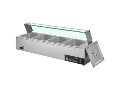 Elektrický parný ohrev jedla 1500W nerez 4 panvice so skleneným vekom