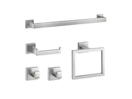 Kúpeľňová sada 5 dielov nerez, vešiak 24 inch, 2 háčiky, držiak papiera