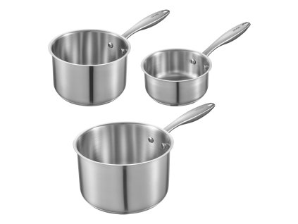 Sada nerezových kastrólov 1 QT, 2 QT, 3 QT s pokrievkami, nepriľnavé