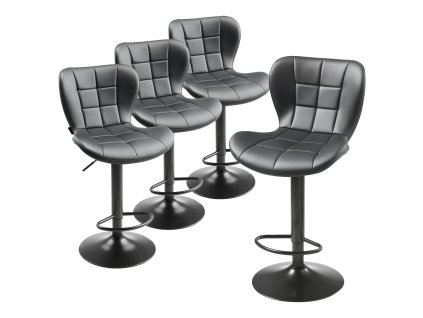 Súprava 4 barových stoličiek, otáčacie, výškovo nastaviteľné, čierne