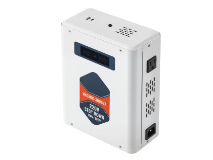 Transformátor na zníženie napätia 3000VA 220V na 110V, 2× US, USB, LCD