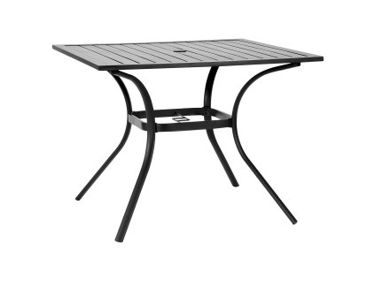Záhradný jedálenský stôl 94×94 cm oceľový lamelový s otvorom 38 mm