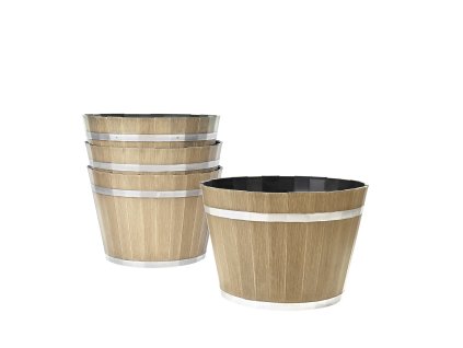 Kvetináče imitácia sudu whisky 4 ks, 300 mm, s odtokovými dierami
