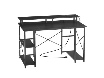 Počítačový stôl 120 cm s led, zásuvkami, stojanom a 2 policami