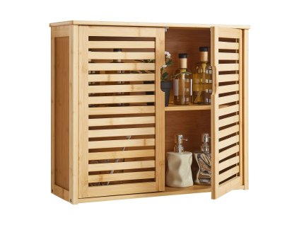 Nástenná kúpeľňová skrinka nad wc, 2 dvierka, polica s 3 úrovňami