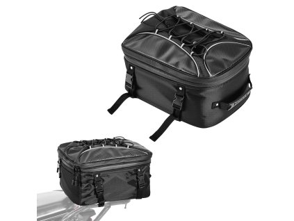 Motocyklový zadný vak 22–34 L rozšíriteľný, nepremokavý s popruhmi