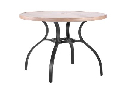 Okrúhly záhradný stôl 103cm, oceľové lamely, 38mm otvor, pre 4, sivý