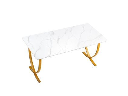 Kancelársky stôl 160×80 cm, rozšírená pracovná doska, biela/zlatá