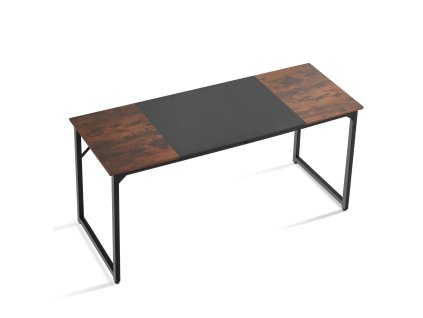 Písací stôl 160 cm, kovový rám, veľký priestor na nohy, hnedo-čierny
