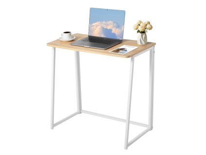Skladací písací stôl 80 cm pre malé priestory, drevotrieska, háčiky
