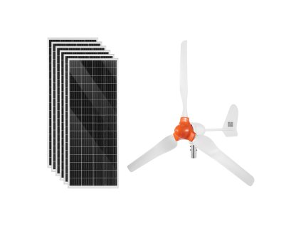 Hybridný systém 6×100W panely, 400W turb. 25.6V 100Ah, 24V 3000W menič