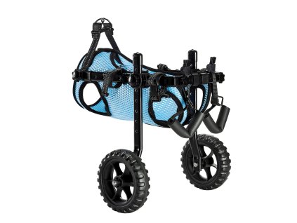 Psí vozík pre zadné nohy, nastaviteľný, 2 kolesá, tlmiace, do 10kg