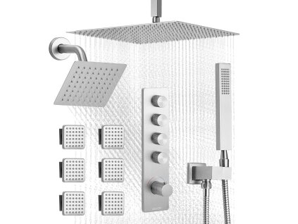 Sprchový set termostatický stropný 406 mm, 152 mm hlavica, 6 trysiek