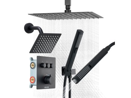 Sprchový set s termostatom 305 mm 152 mm hlava 2v1 matná čierna