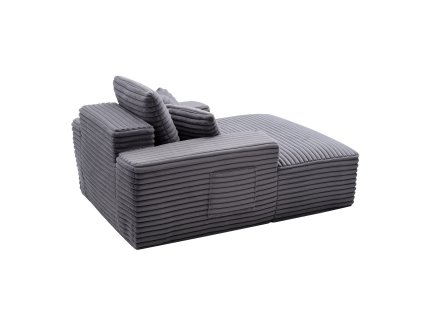 Čalúnené ležadlové kreslo 1240 mm s vankúšmi a opierkami rúk