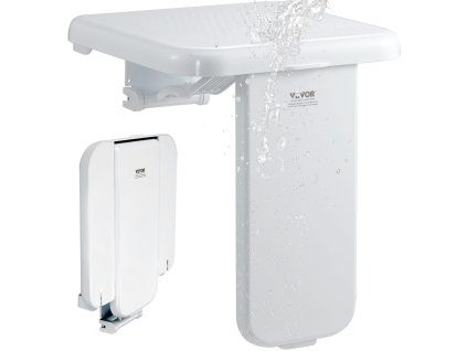 Sprchové sklopné sedátko z ABS na stenu, 15.7''×16.7'', nosnosť 440 lbs
