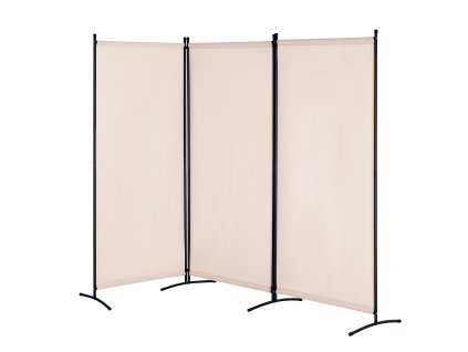 Paraván 3 panely, skladací a prenosný, samonosný, béžový, do spálne