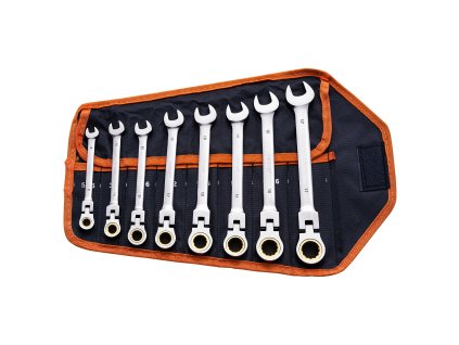 Sada račňových očkových kľúčov 8 ks, flexibilné 8–17 mm Cr-V