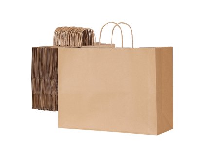 Kraftové tašky s rúčkami 100 ks 16×6×12 in hnedé recyklované