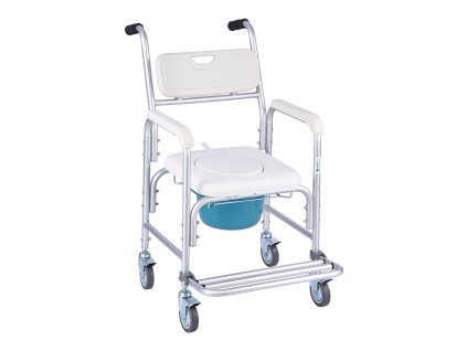 Toaletná stolička na kolieskach 159 kg, 4 v 1, odnímateľné 5L vedro